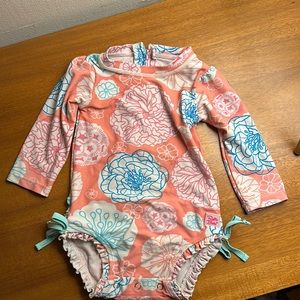 RuffleButts long sleeve swimsuit rash guard 6-12 months